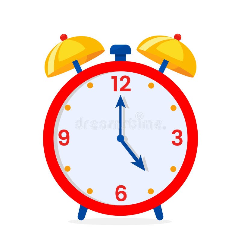 Alarm Clock, Wake-up Time in School and at Work. Flat Icon in Cartoon Style  Stock Vector - Illustration of hour, icon: 208539937