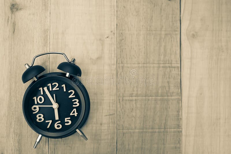Alarm Clock on Wood Table in Vintage Color Style Stock Photo Image of