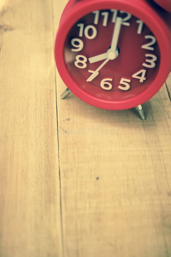 Alarm Clock on Wood Table in Vintage Color Style Stock Image Image of