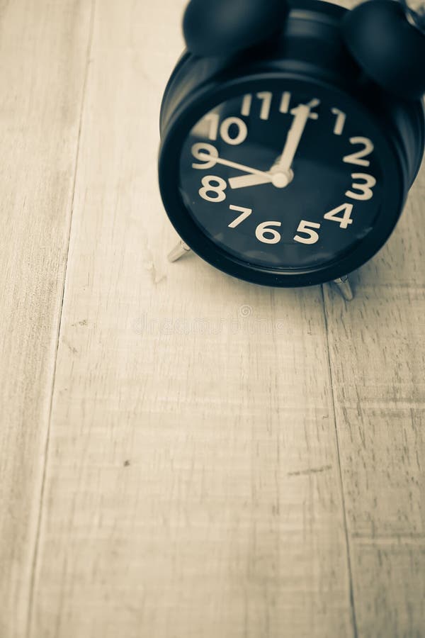 Alarm Clock on Wood Table in Vintage Color Style Stock Image Image of
