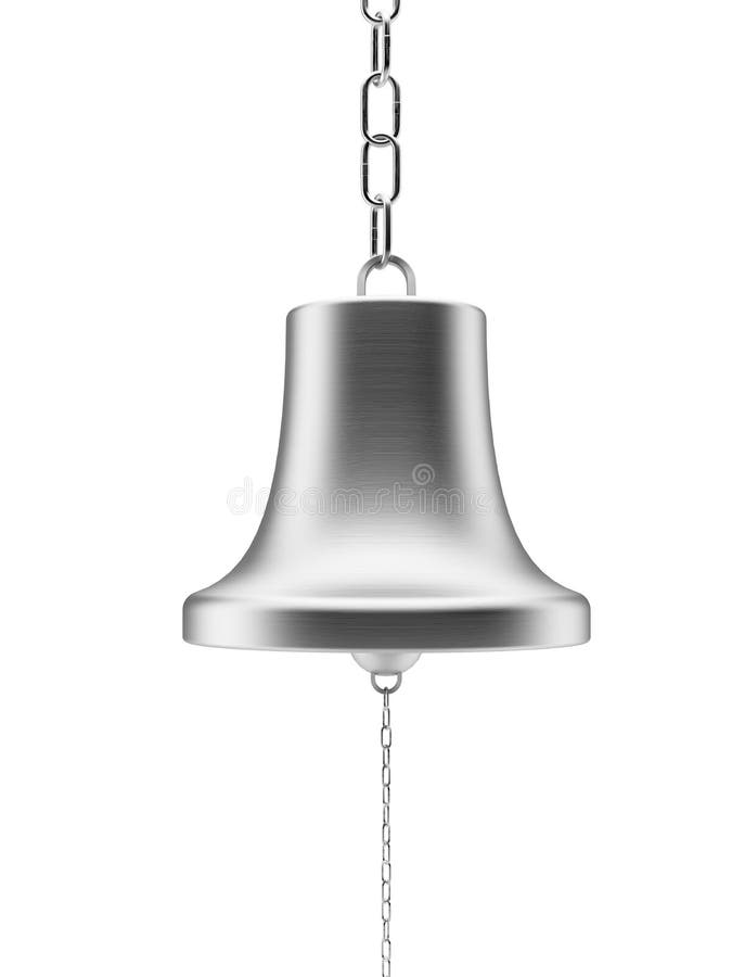 Silver bell with chain isolated on a white background. Silver bell with chain isolated on a white background