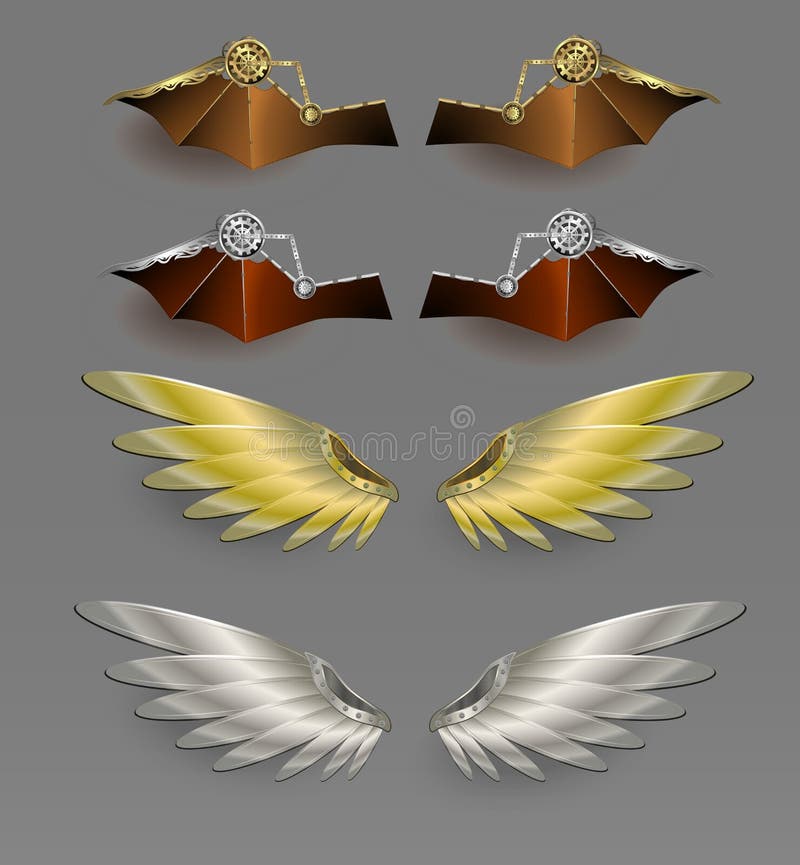 Alas del metal Vector del diseño de Steampunk stock de ilustración Alas del metal Vector del diseño de Steampunk stock de ilustración
