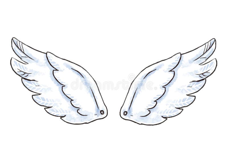 Alas lindas de la historieta Vector el ejemplo con el icono blanco del ala del ángel o del pájaro aislado stock de ilustración Alas lindas de la historieta Vector el ejemplo con el icono blanco del ala del ángel o del pájaro aislado stock de ilustración