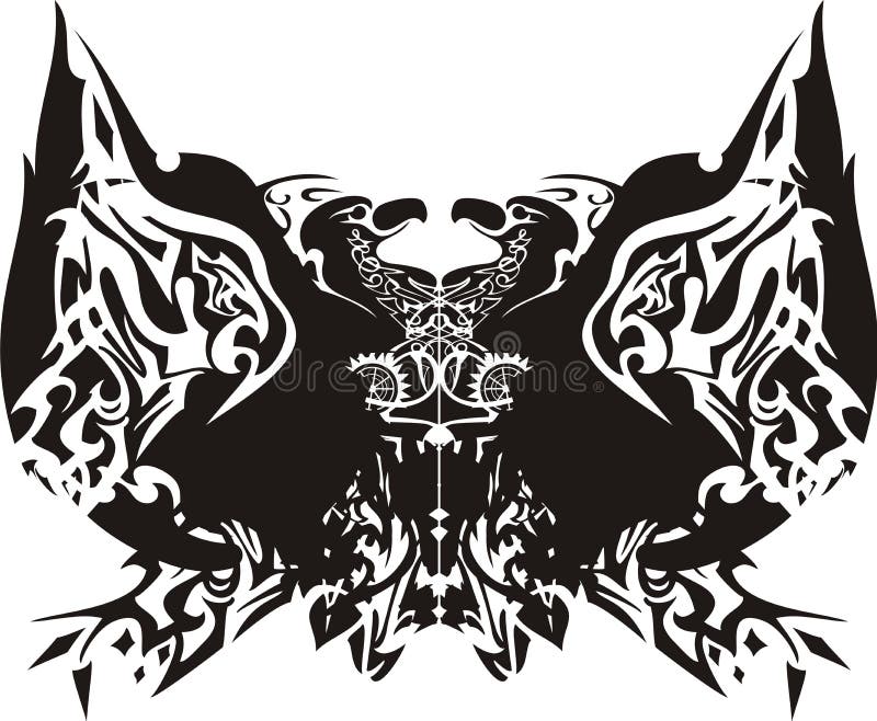 Alas Tribales De La Mariposa Con Las águilas Dentro Ilustración del Vector  - Ilustración de detalle, aislado: 113735219