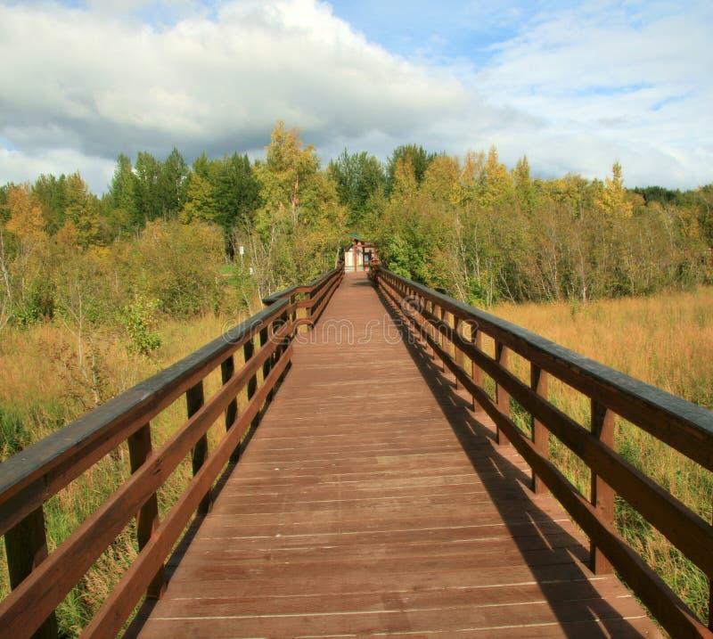 Alaska boardwalk through a park. Boardwalk rail stock images, royalty-free photos and pictures