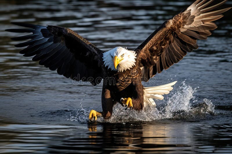 Alaska Bald Eagle Attacking a Fish royalty free illustration