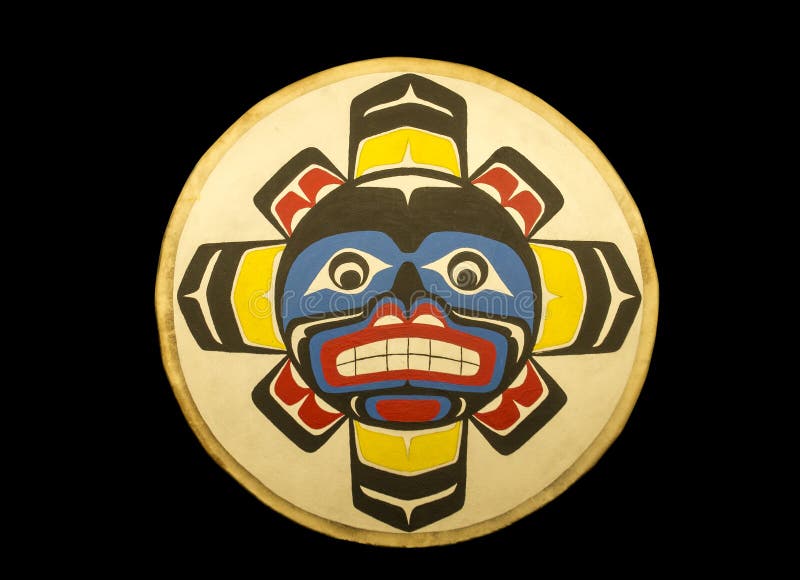 Alaskan native painted plaque stock image