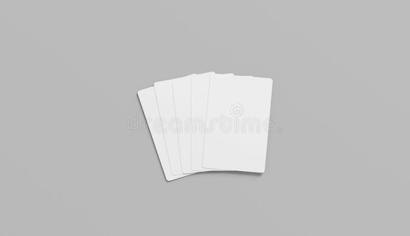 Alb alb cinci cărți de joc față mostră izolat royalty free stock image