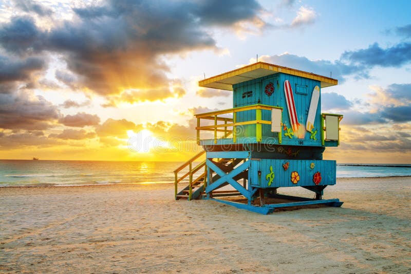 Alba del sud della spiaggia di Miami fotografia stock Alba del sud della spiaggia di Miami fotografia stock