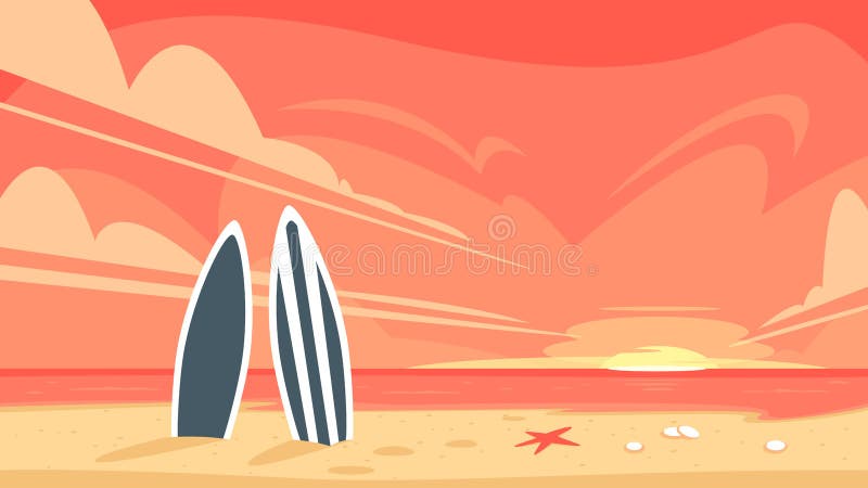 Alba e surf due illustrazione di stock Alba e surf due illustrazione di stock