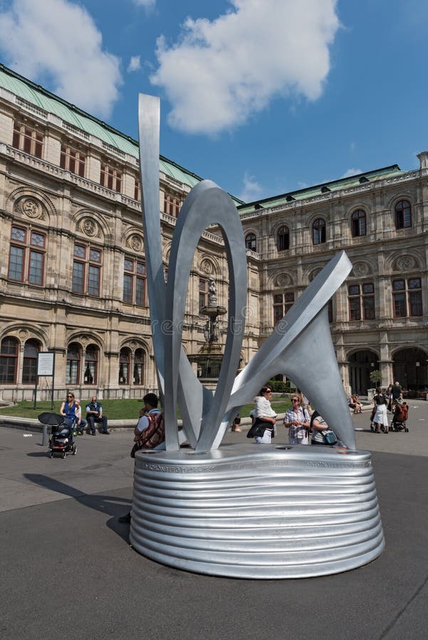 Alban Berg monument before the Viennese state opera at Herbert von Karajan square