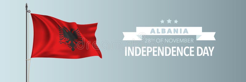 Albania Independence Day Vector Banner, Greeting Card. Stock Vector