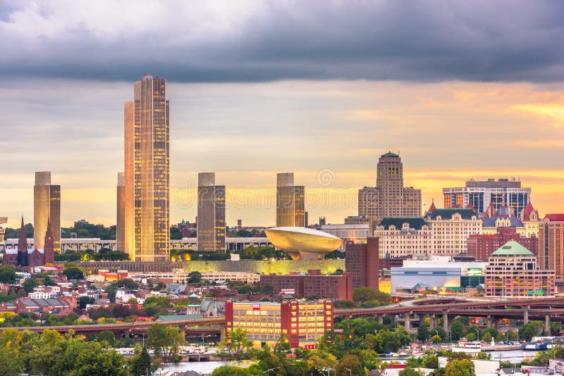 Albany, Нью-Йорк, горизонт США стоковые изображения