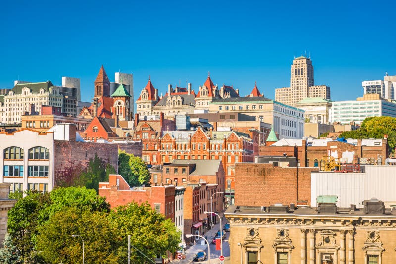 Albany, Нью-Йорк, городской пейзаж США стоковые фотографии rf