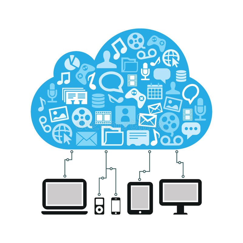 Albastru concept de cloud computing stock illustration