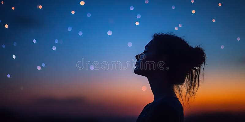 Albastru intens neclar al unui cer de noapte cu lumini strălucitoare royalty free illustration