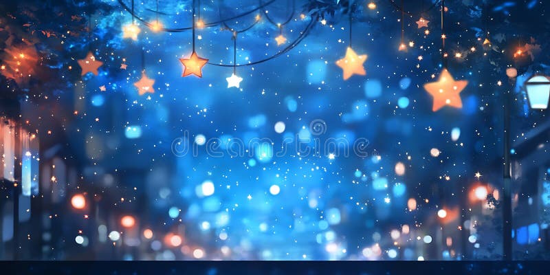 Albastru intens neclar al unui cer de noapte cu lumini strălucitoare vector illustration