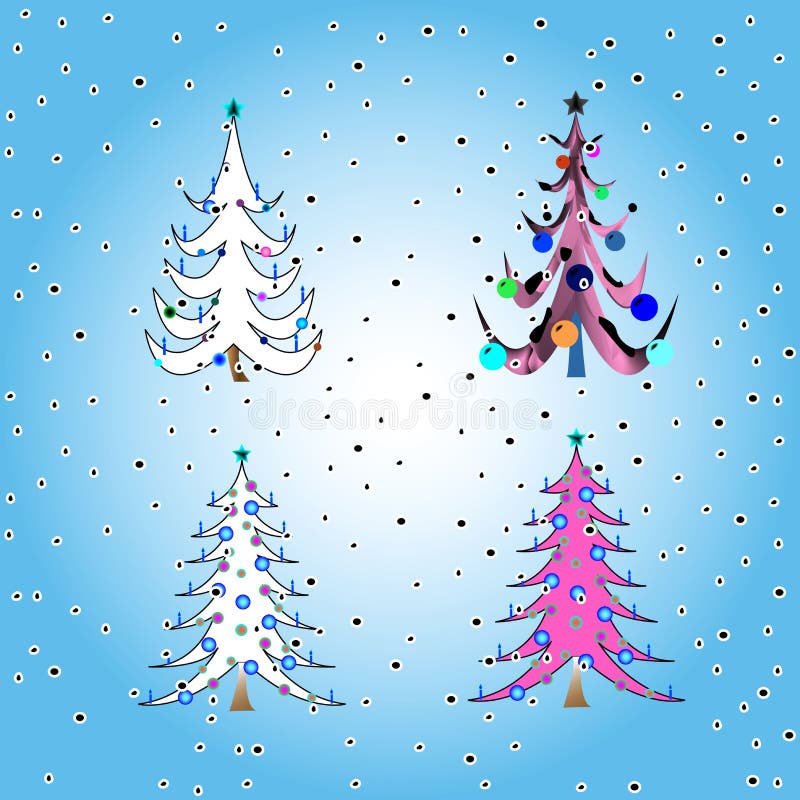 Alberi Di Natale Stilizzati Con Luci Alberi Di Natale Stilizzati Illustrazione Vettoriale - Illustrazione di