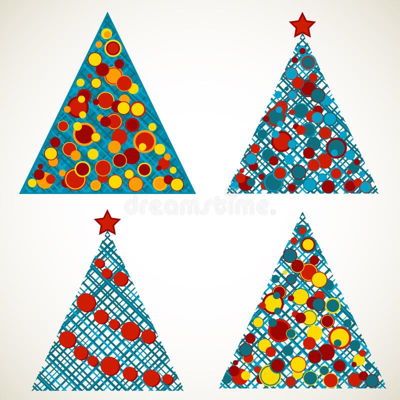Alberi Di Natale Stilizzati Con Luci Alberi Di Natale Stilizzati Illustrazione Vettoriale - Illustrazione di