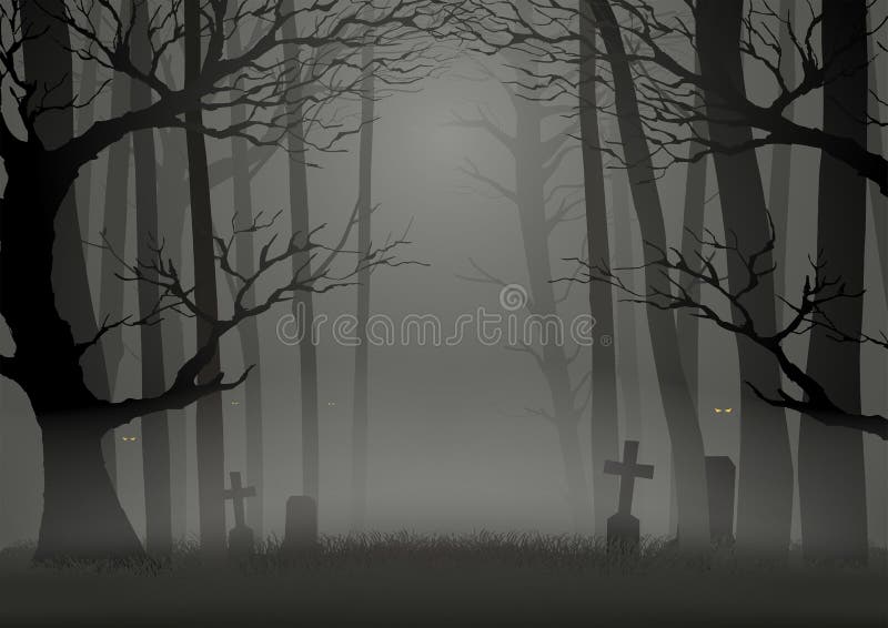 Silhouette illustration of trees in the dark scary woods, for Halloween theme or background. Silhouette illustration of trees in the dark scary woods, for Halloween theme or background