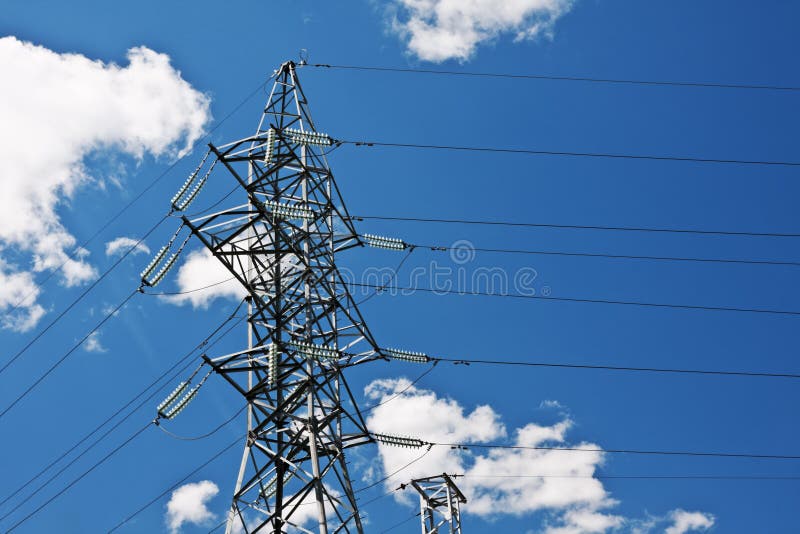 Electric high voltage post with sky background. Electric high voltage post with sky background