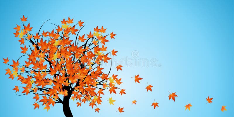Albero con i fogli di autunno