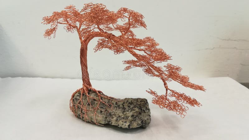 Albero Dei Bonsai Del Filo Di Rame Su Una Pietra Immagine Stock Editoriale  - Immagine di albero, bonsai: 127323839