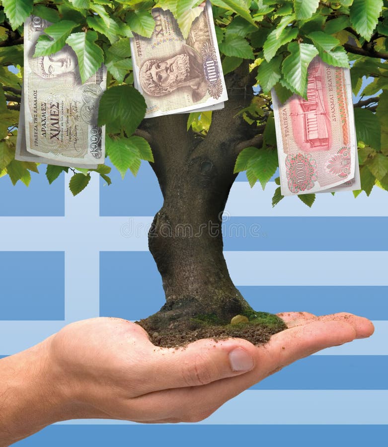 Albero dei soldi - crisi greca illustrazione di stock Albero dei soldi - crisi greca illustrazione di stock