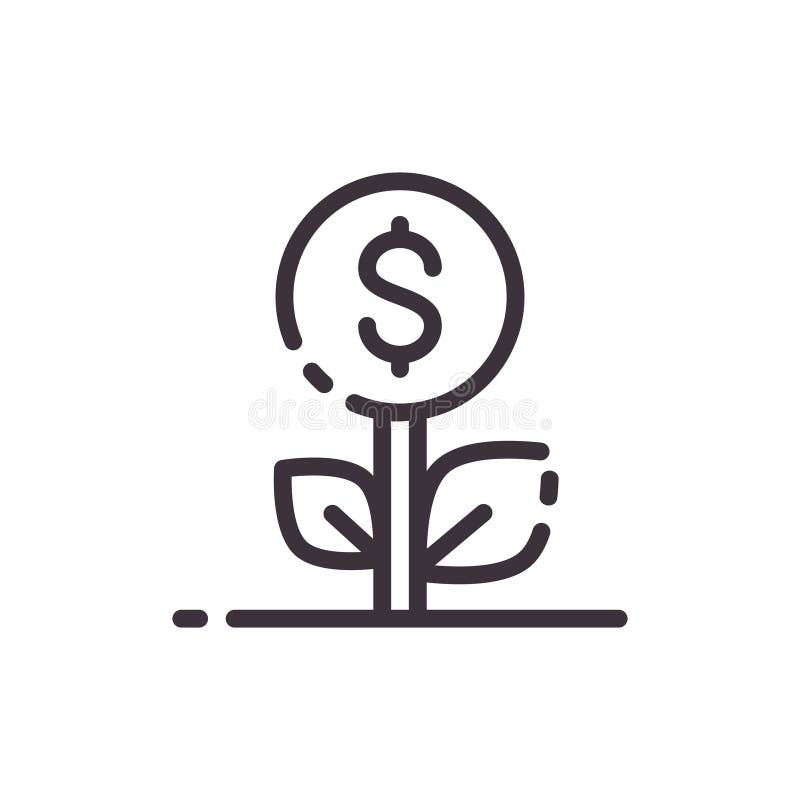 Albero del dollaro Crescita di reddito nominale Icona del nero della fodera di vettore illustrazione di stock Albero del dollaro Crescita di reddito nominale Icona del nero della fodera di vettore illustrazione di stock