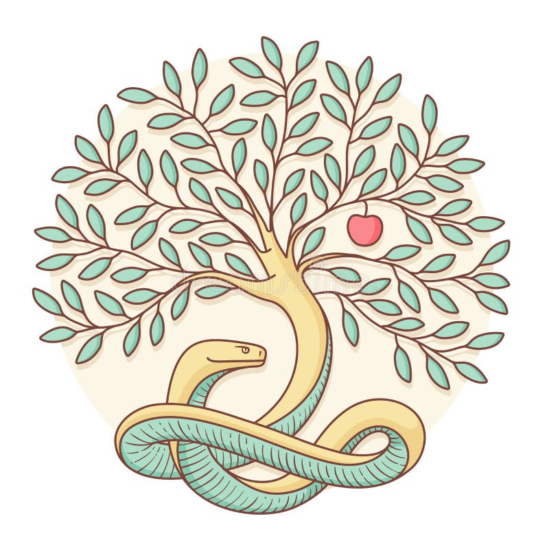 Albero Della Conoscenza Del Bene E Del Male Albero Della Conoscenza Del Bene E Male Con Il Serpente E La Mela