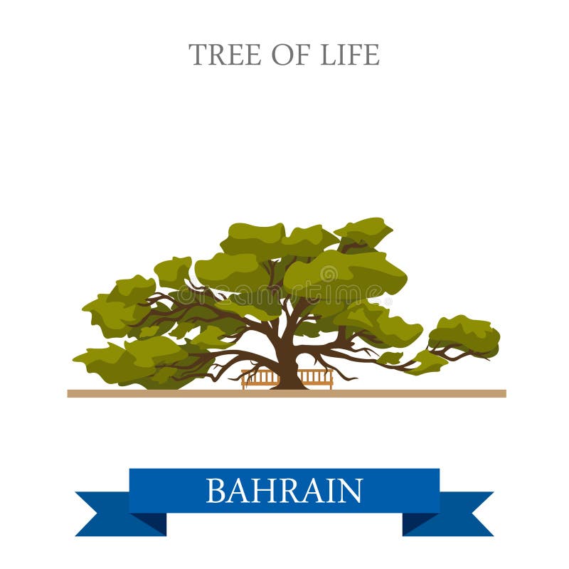 Albero della vita nel viaggio piano dell'attrazione di vettore dei punti di riferimento del Bahrein