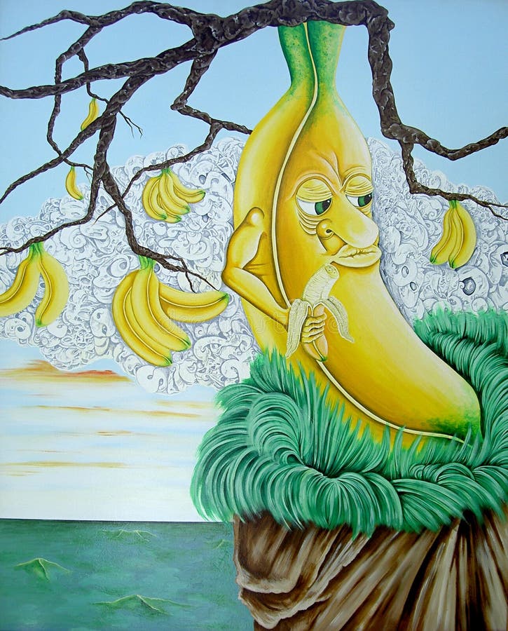 Banana tree eating a banana. Banana tree eating a banana