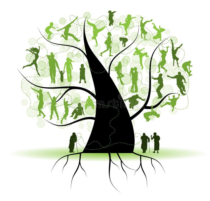 Albero di famiglia, parenti, siluette della gente royalty illustrazione gratis Albero di famiglia, parenti, siluette della gente royalty illustrazione gratis