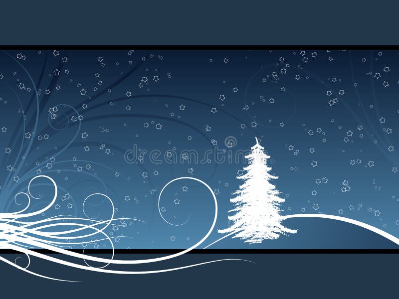 Abstract winter background with christmas tree and scrolls. Abstract winter background with christmas tree and scrolls