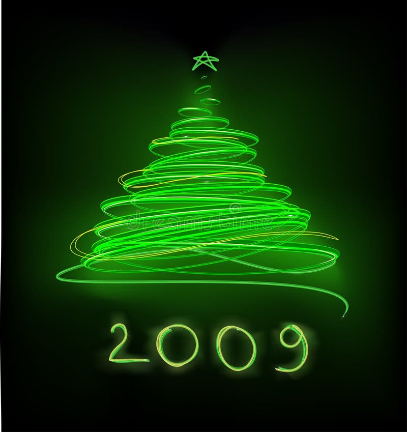 Abstract Christmas tree on the green background. Vector illustration. Abstract Christmas tree on the green background. Vector illustration.