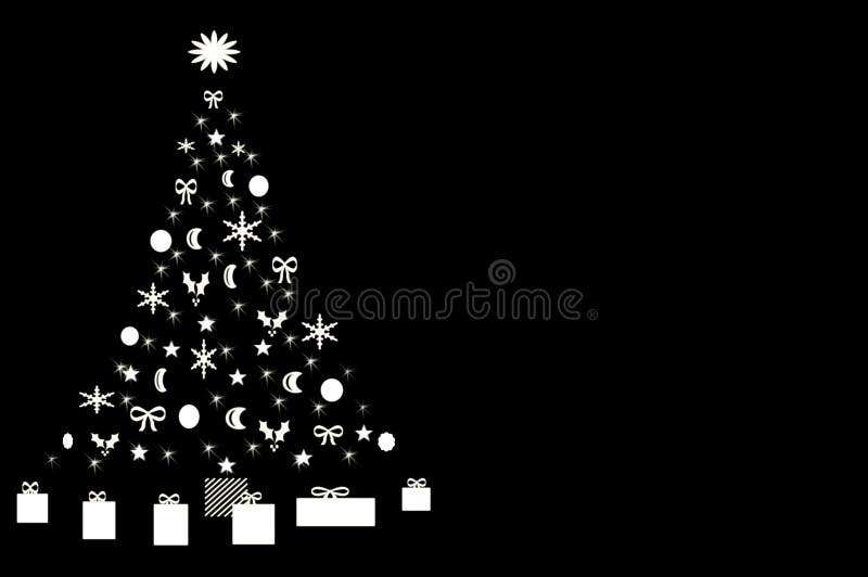 Albero Di Natale Bianco Nero E Oro Albero Di Natale in Bianco E Nero Illustrazione di Stock