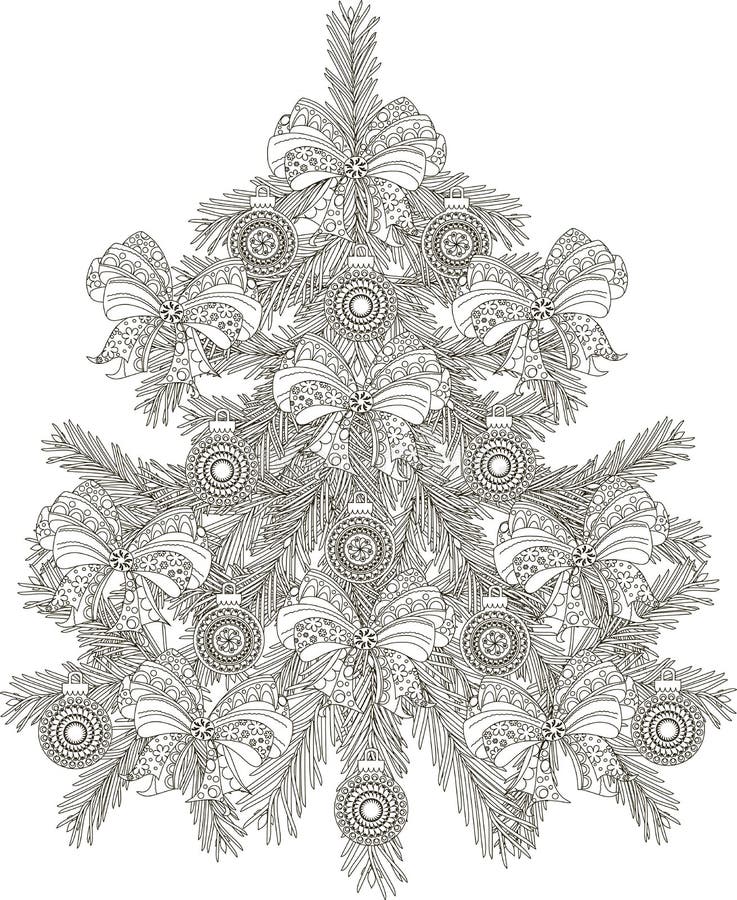 Albero Di Natale Bianco Nero E Oro Albero Di Natale in Bianco E Nero Disegnato a Mano Di Schizzo