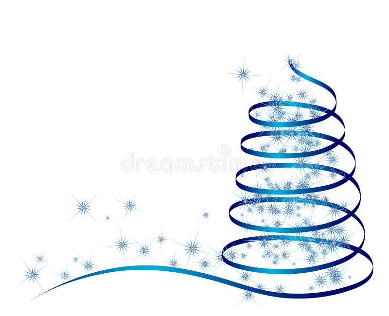 Abstract blue christmas tree with snowflakes and white background. Abstract blue christmas tree with snowflakes and white background