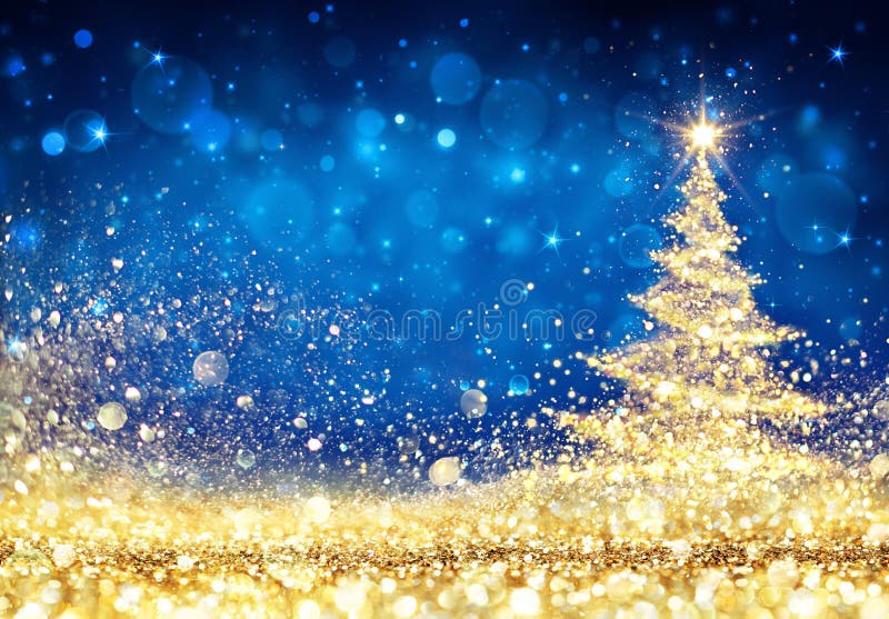 Albero di Natale brillante - polvere dorata che brilla illustrazione di stock Albero di Natale brillante - polvere dorata che brilla illustrazione di stock