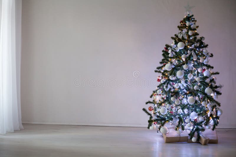 Christmas tree with ornaments on a white background Christmas new year 1. Christmas tree with ornaments on a white background Christmas new year 1