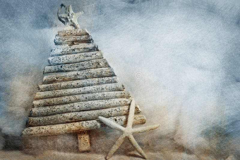 Albero di Natale con le stelle marine fotografia stock Albero di Natale con le stelle marine fotografia stock