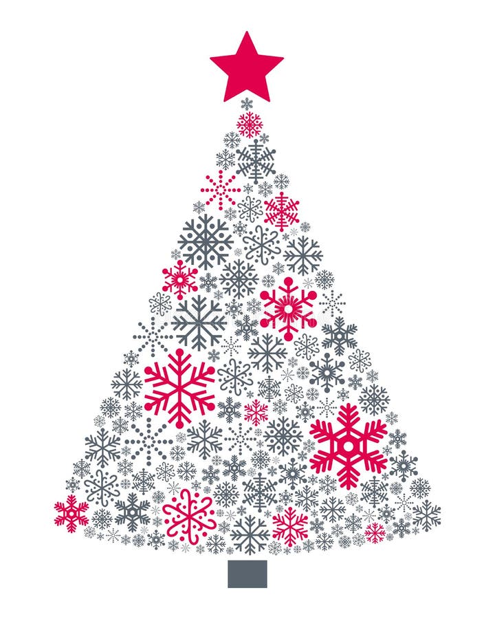 A Christmas tree made up of different snowflakes, isolated on white background. Useful also as greeting card. Eps file available. A Christmas tree made up of different snowflakes, isolated on white background. Useful also as greeting card. Eps file available.