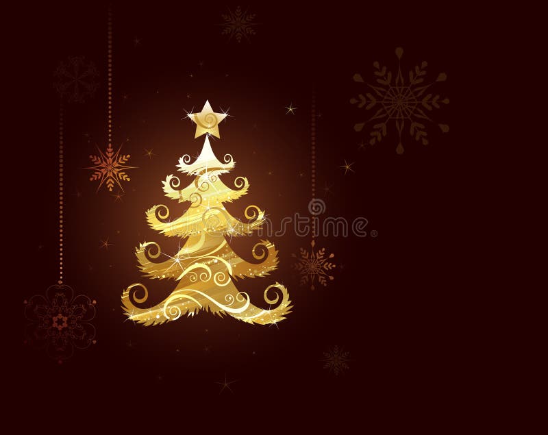 Albero di Natale in carta stagnola dorata illustrazione di stock