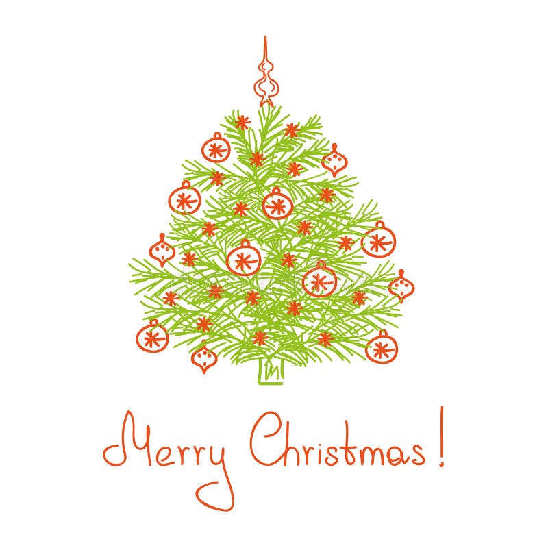 Albero di Natale disegnato a mano illustrazione vettoriale Albero di Natale disegnato a mano illustrazione vettoriale