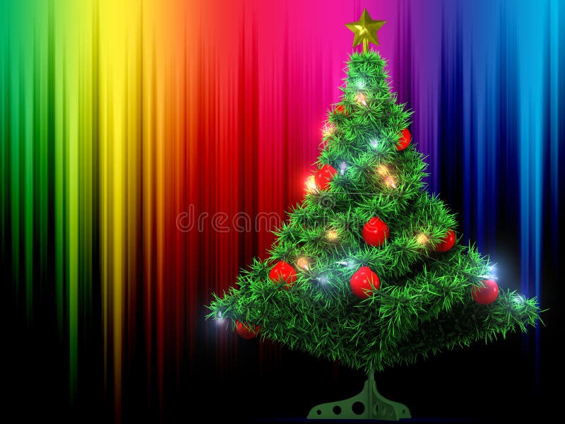 Albero di Natale e priorità bassa di colore royalty illustrazione gratis Albero di Natale e priorità bassa di colore royalty illustrazione gratis