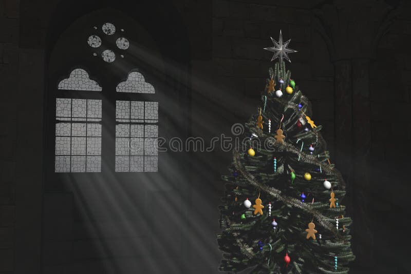 Buon Natale Gotico.Albero Di Natale E Una Finestra Gotica Illustrazione Di Stock Illustrazione Di Festa Stanza 78841448