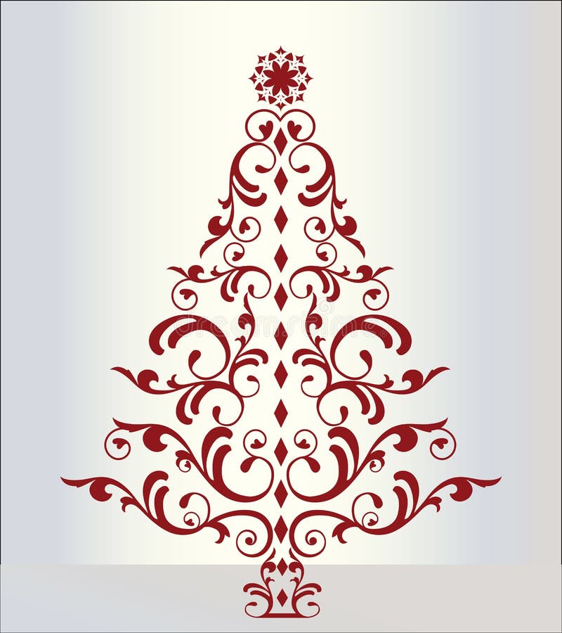 Albero Di Natale Elegante Rosso.Albero Di Natale Elegante Nel Colore Rosso Illustrazione Vettoriale Illustrazione Di Fiocco Icona 11512242