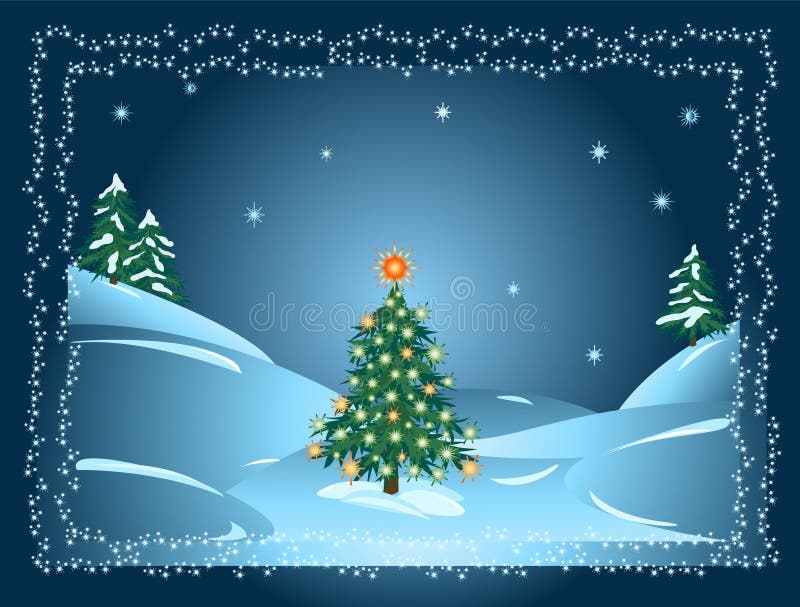 Albero di Natale nella foresta illustrazione vettoriale