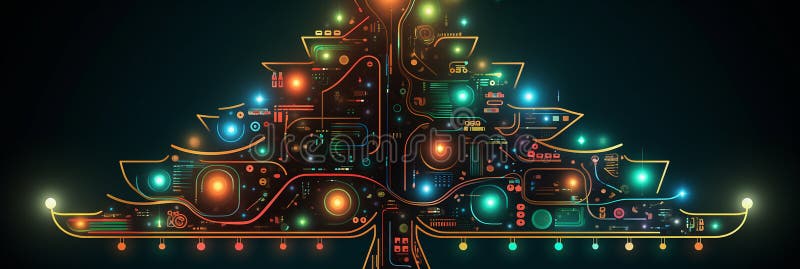 Albero di natale innovativo generato da un circuito royalty illustrazione gratis