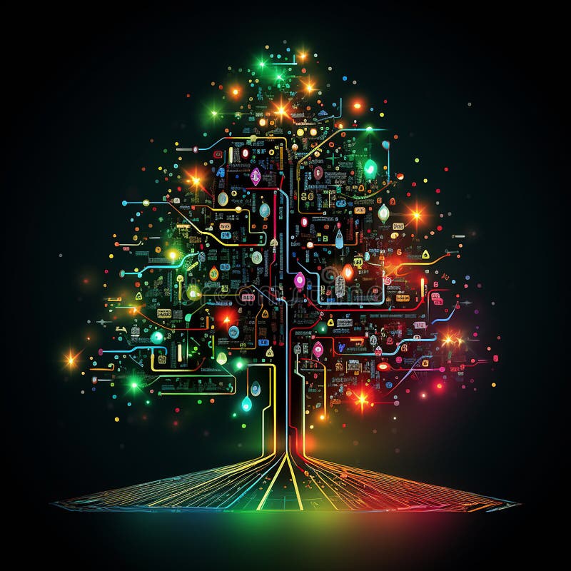 Albero di natale innovativo generato da un circuito royalty illustrazione gratis